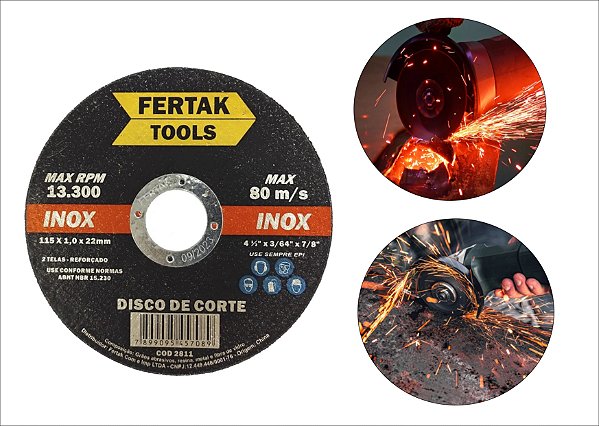 Disco de Corte 115 mm para Corte de Metal  C/10un Fertak