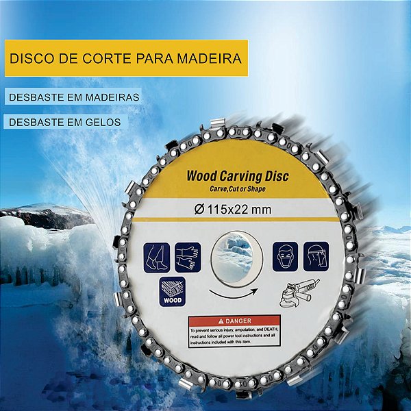 Disco Esmerilhadeira Com Corrente Para Madeira 4,5" 115mm