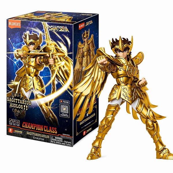 Boneco Blokees Aiolos de Sagitário Champion Class Saint Seiya Novo