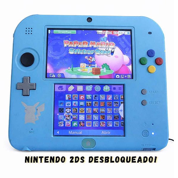 Nintendo 2DS Edição Especial Pokémon Com Luma3DS (Destravado) + Cartão 64GB Usado