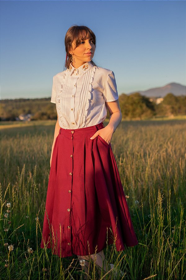 Saia de linho Betty (Merlot)