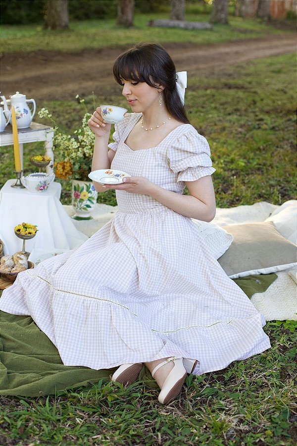 Vestido Vichy Jardim Austen