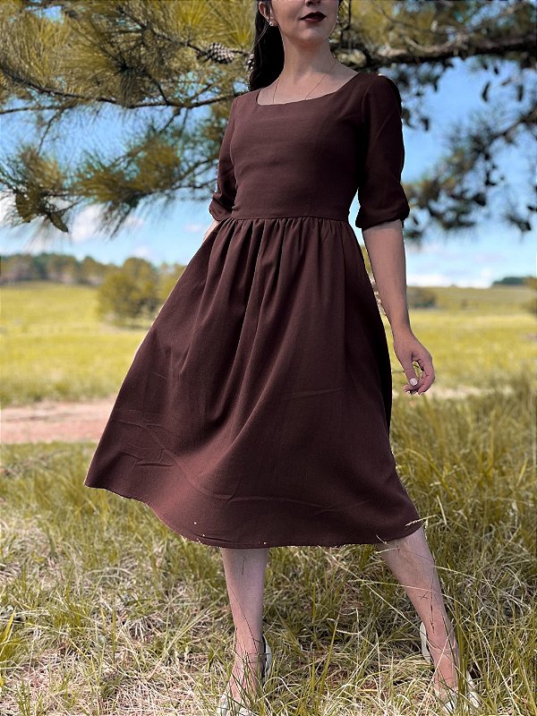 Vestido de Linho Lizzy (Marrom)