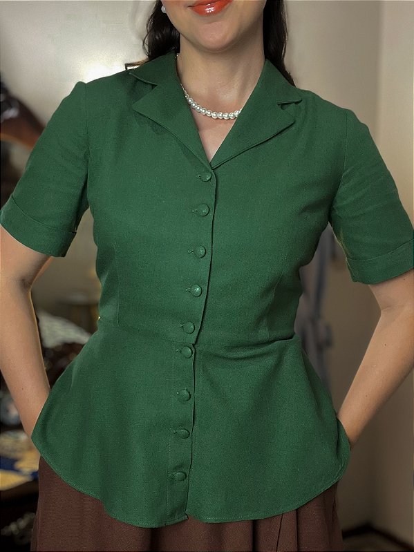 Blusa de Linho New Look (Evergreen)