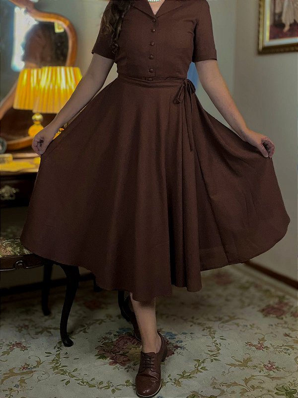 Saia de Linho Sophia (Marrom)