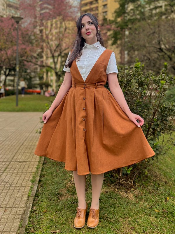 Salopete de Linho Eleanor (Caramelo)