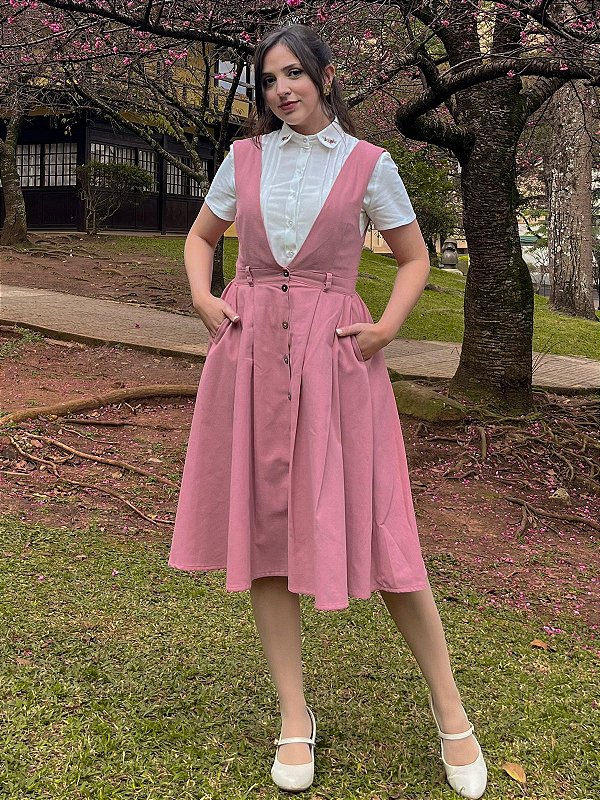 Salopete de Linho Eleanor (Rosa Antigo)