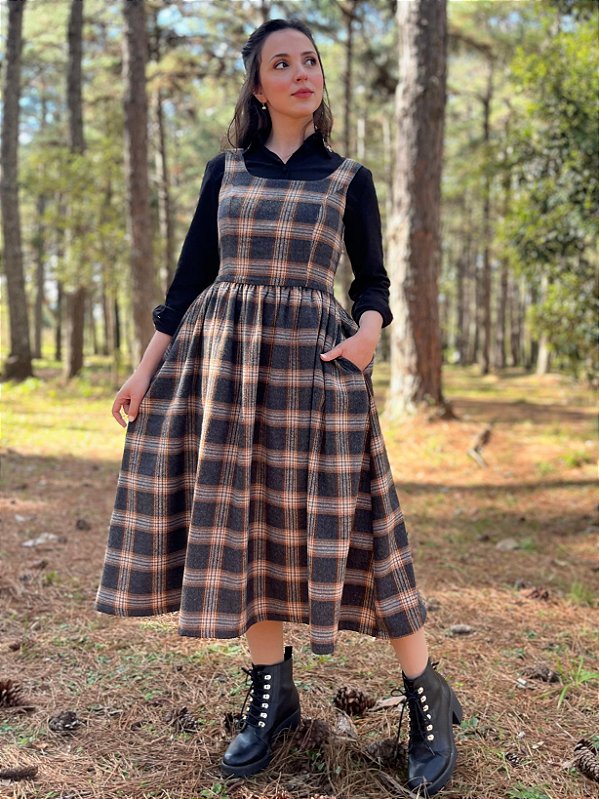 Vestido Claire (Xadrez Caramelo)