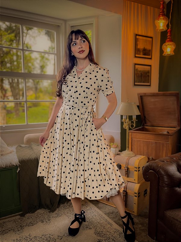 Vestido de Viscose Summer Finn (Poá)