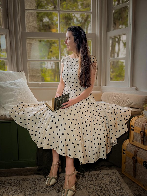 Vestido de Viscose Audrey (Poá)