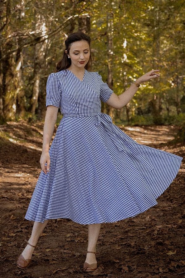 Vestido de Algodão Riviera (Vichy Marinho)