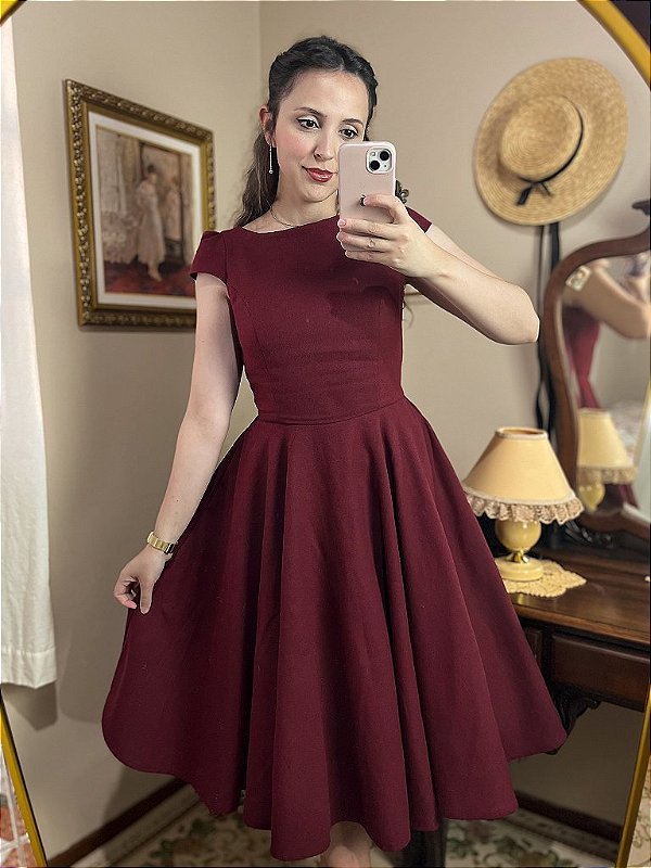 Vestido de Linho Audrey (Merlot) PRONTA ENTREGA
