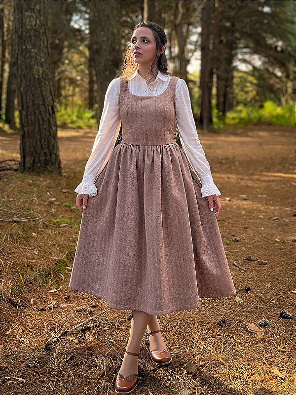 Vestido Claire (Chevron Bege) PRONTA ENTREGA