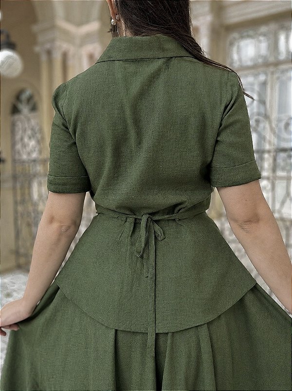 PRONTA ENTREGA - Blusa de Linho New Look (Musgo)
