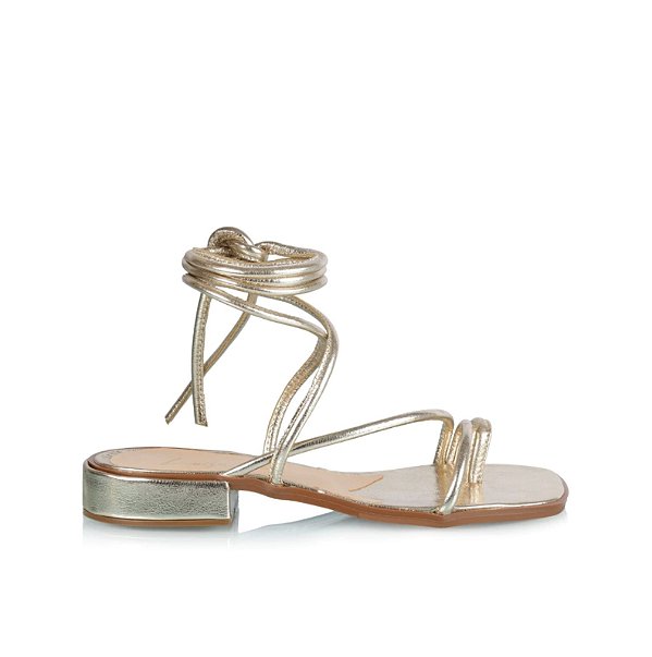 Sandália Feminina Rasteira Metalcolor Dourada