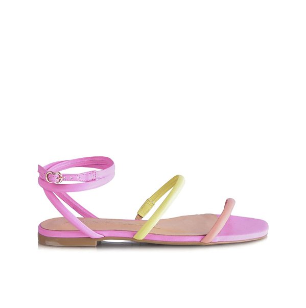 Sandália Feminina Rasteira Luiza Barcelos Multicolor Rosa