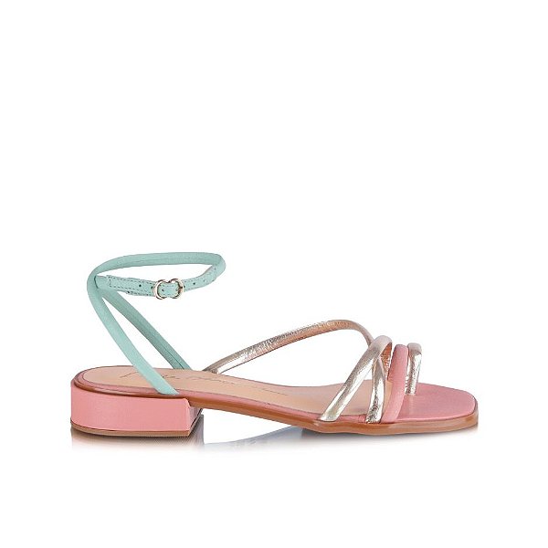 Sandália Feminina Rasteira Multicolor Luiza Barcelos Rosê