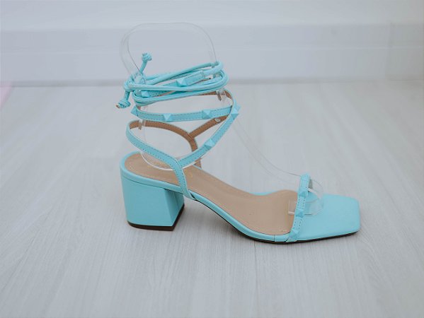 Sandália Feminina Salto Tachas Janis Specchio Brand Azul