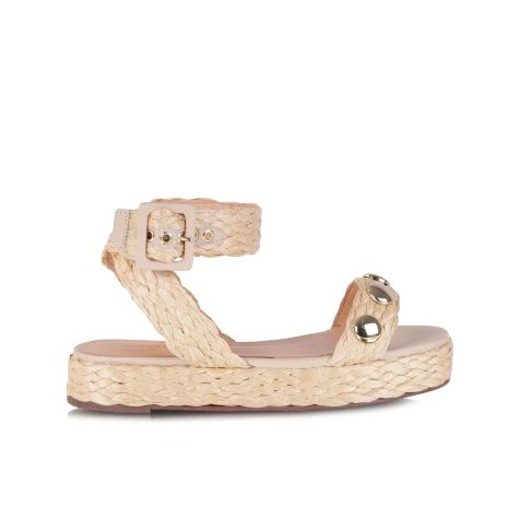 Papete Feminina Palha Flatform Luiza Bracelos Cru