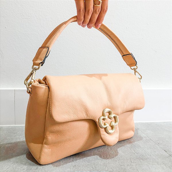 Bolsa Feminina Shoulder Bag Couro Logo Capodarte Rose