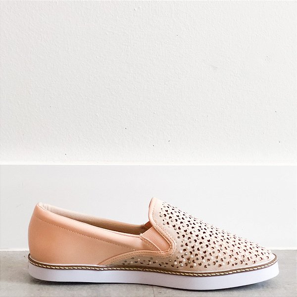 Tênis Feminino Slip Crystal Strass Capodarte Rose