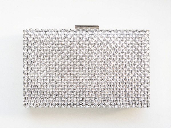 Clutch Feminina Quadrada Brilho Specchio Prata