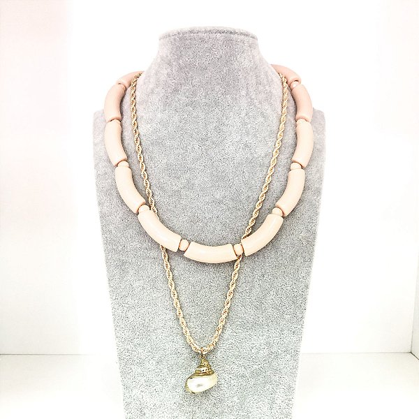 Colar Feminino Pedras Concha Specchio Rose