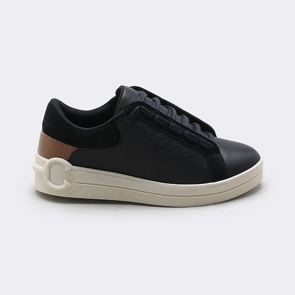 Tênis Feminino Couro Cadarço Capodarte Preto