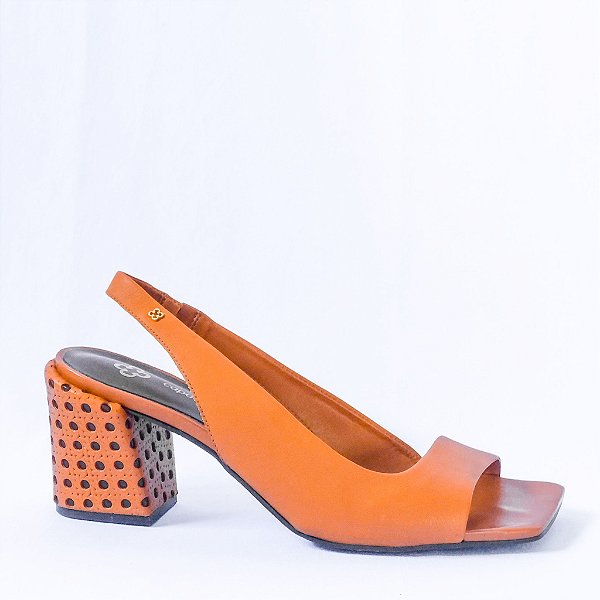 Sandalia Feminina Salto Bloco Capodarte Camel