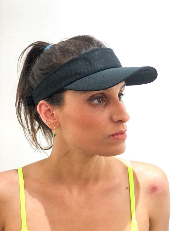 Viseira Feminina Poliester Dri Fit Preta