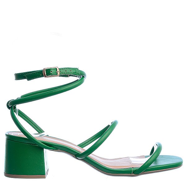 Sandália Feminina Salto Baixo Fivela Offline Verde