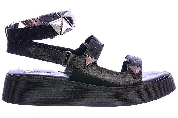 Papete Feminina Couro Spikes Schutz Preta