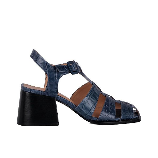 Sandália Feminina Fischer Croco Luiza Barcelos Azul Marinho