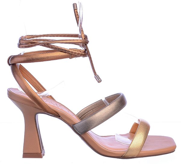 Sandália Feminina Salto Alto Giovanna Real Life I Specchio Brand Bronze