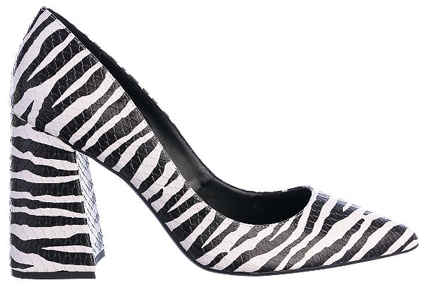 Scarpin Feminino Karina Salto Bloco Real Life II Specchio Brand Zebra