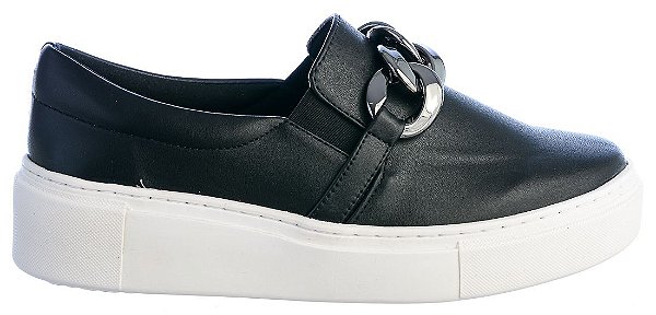 Tênis Feminino Aline Slip On Real Life II Specchio Brand Preto