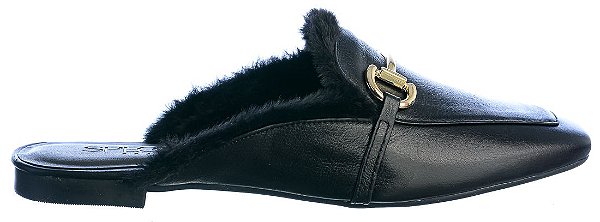 Mule Feminino Alice Couro Real Life II Specchio Brand Preto