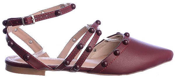 Sapatilha Feminina Thais Bico Folha Real Life II Specchio Brand Marsala