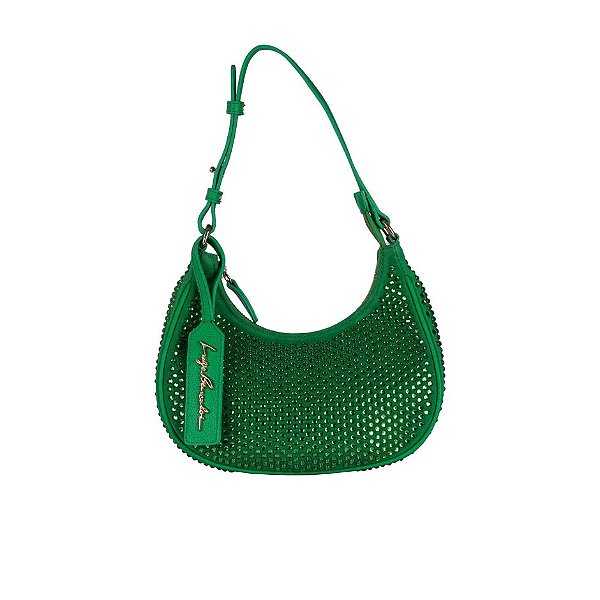 Bolsa Feminina Pequena Meia Lua Hotfix Luiza Barcelos Verde Alga