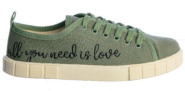 Tênis Feminino Bianca Bordado Real Life II Specchio Brand Verde Militar