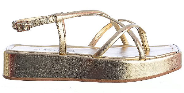 Sandália Feminina Clarice FlatForm Colorindo Specchio Brand Dourada