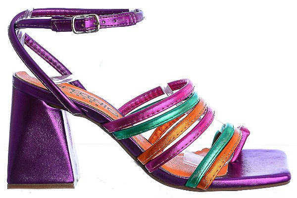Sandália Feminina Beatriz Metalizada Colorindo Specchio Brand Roxo