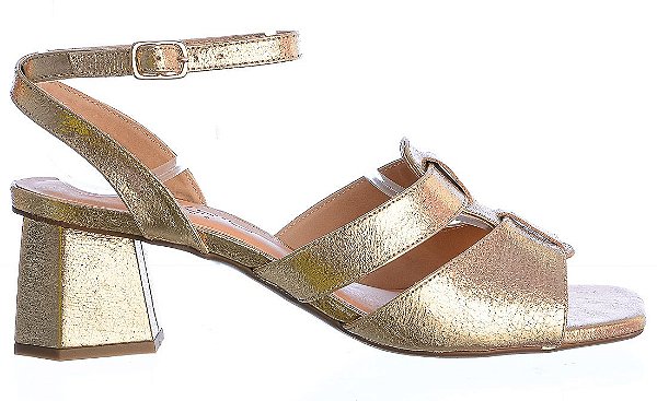 Sandália Feminina Luciana Metalizada Colorindo Specchio Brand Dourada