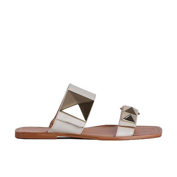 Rasteira Feminina Tiras Velcro Prisma Luiza Barcelos Off White