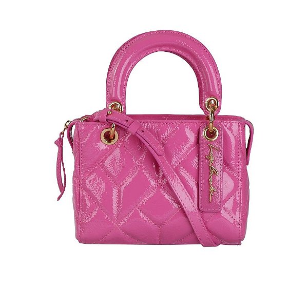Bolsa Feminina Pequena Viena Couro Verniz Prisma Luiza Barcelos Rosa