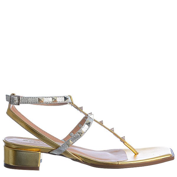 Sandália Feminina Mariana Metalizada Colorindo Specchio Brand Dourada