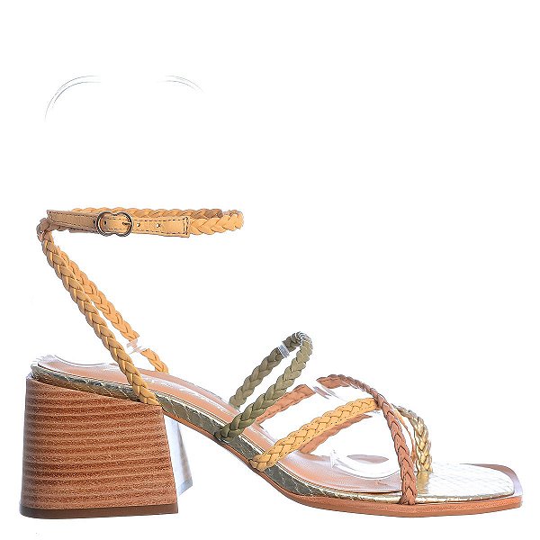 Sandália Feminina Metalizada Croco Prisma Luiza Barcelos Dourada