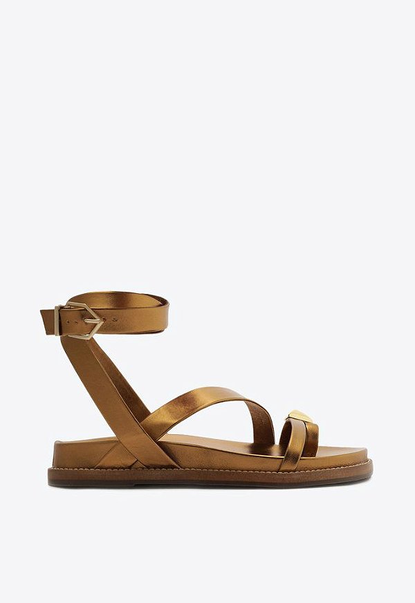 Sandália Papete Feminina Couro SS23 Schutz Bronze