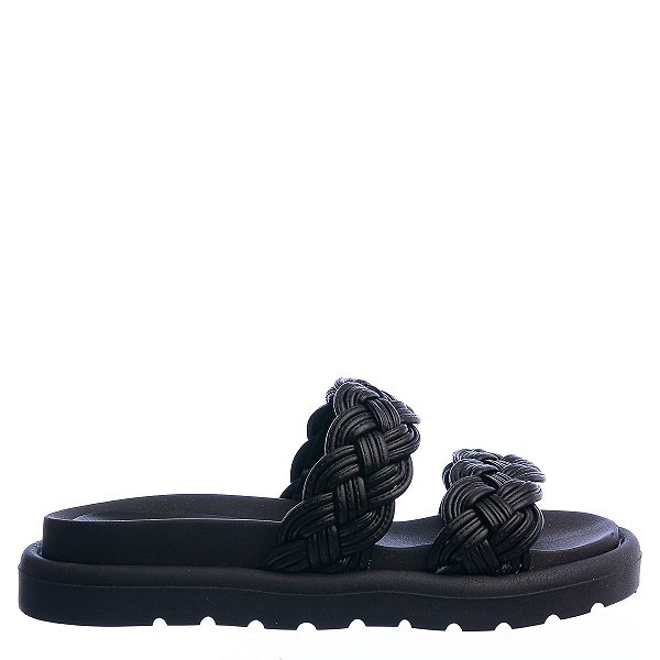 Rasteira Feminina Flatform Trançada Offline Preto