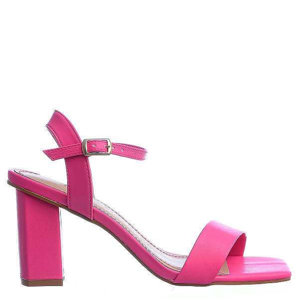 Sandália Feminina Salto Detalhe Offline Pink Neon